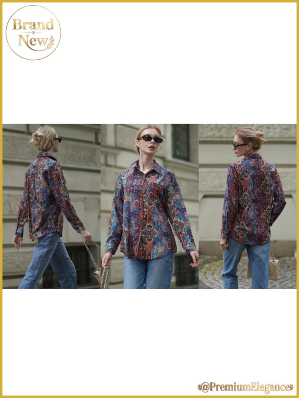 Womens Floral Button Down Shirt Long Sleeve Work Blouse with Pocket - Picture 6 of 6